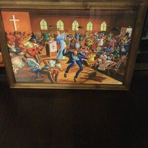 This is a Friendly Friendship church24x36 canvas print in a brand new wood frame